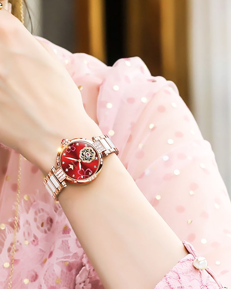 Clover women's watch - red
