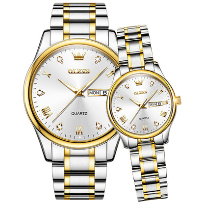 Lefimar OLEVS - Quartz Couples Watch - Stainless Steel Strap - Apollo - White
