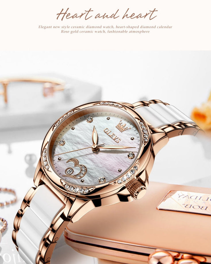 Lefimar OLEVS Apollo Globe Women's Mechanical Watch - White