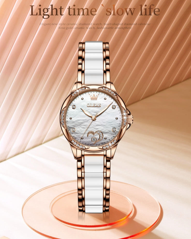 Lefimar OLEVS Apollo Globe Women's Mechanical Watch - White