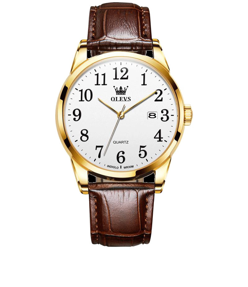 Native hide couples watch - white