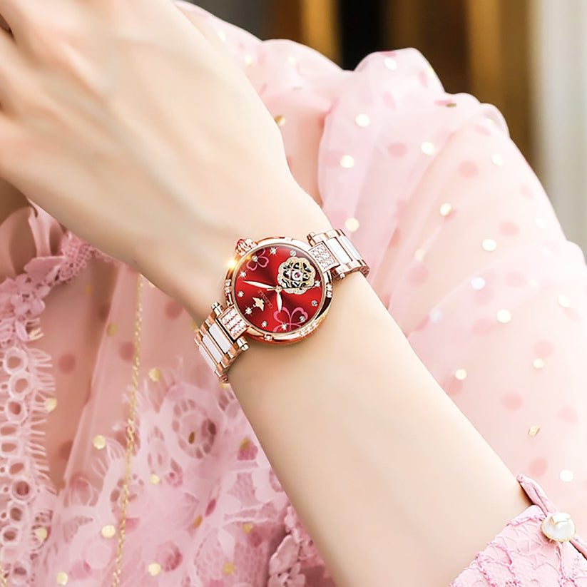 Clover women's watch - red