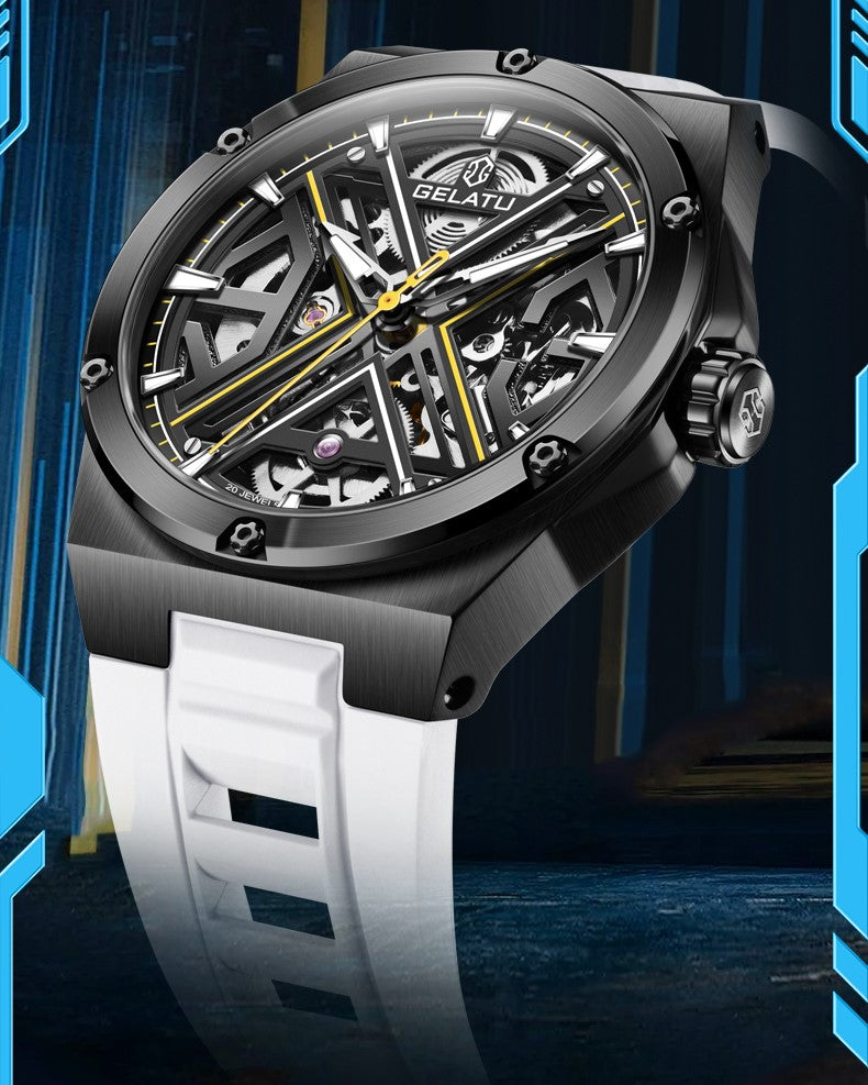 Havoc men's mechanical watch - white and black