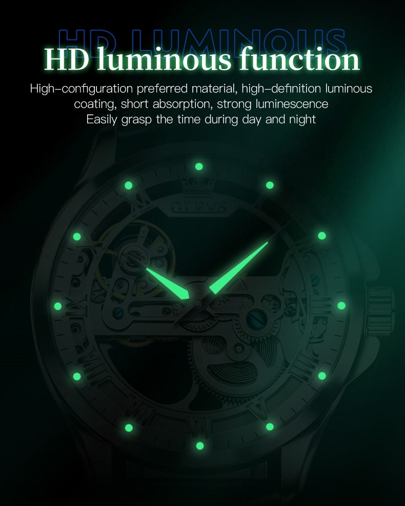 Hollow Perspective men's watch - luminous hands and hour markers