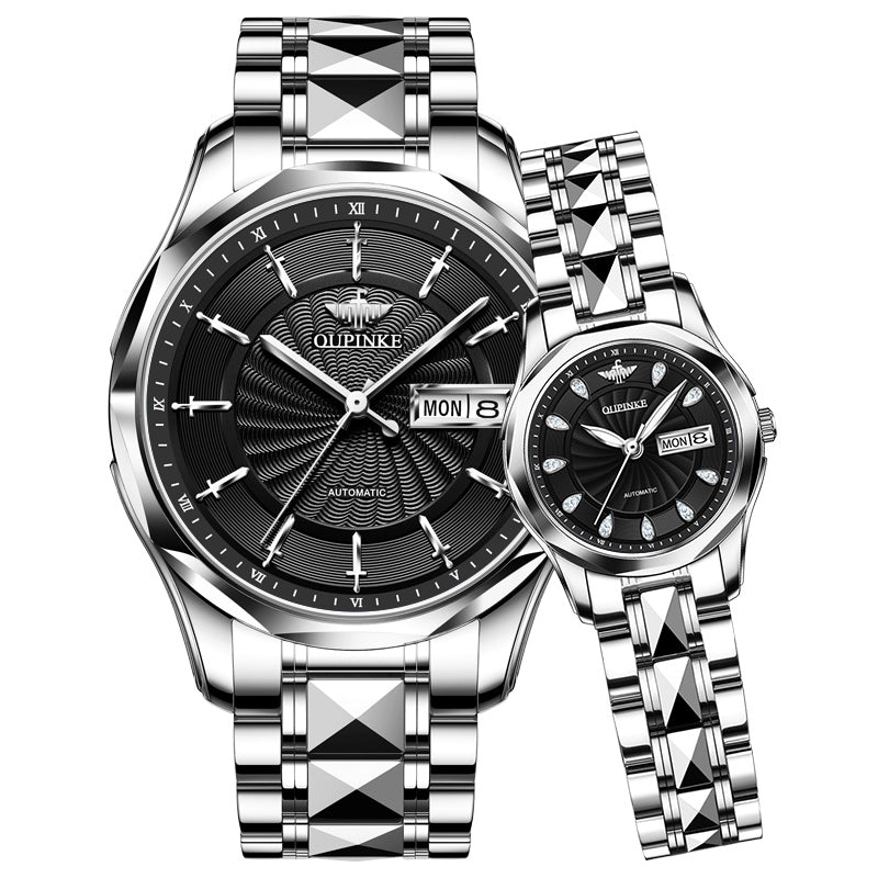 Lefimar OLEVS Drop Duel mechanical watch for couples - black