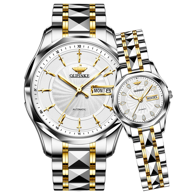 Lefimar OLEVS Drop Duel mechanical watch for couples - white