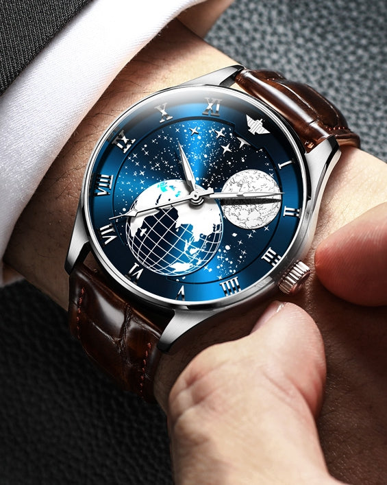 Lefimar - OUPINKE - mechanical men's watch - leather strap - blue dial