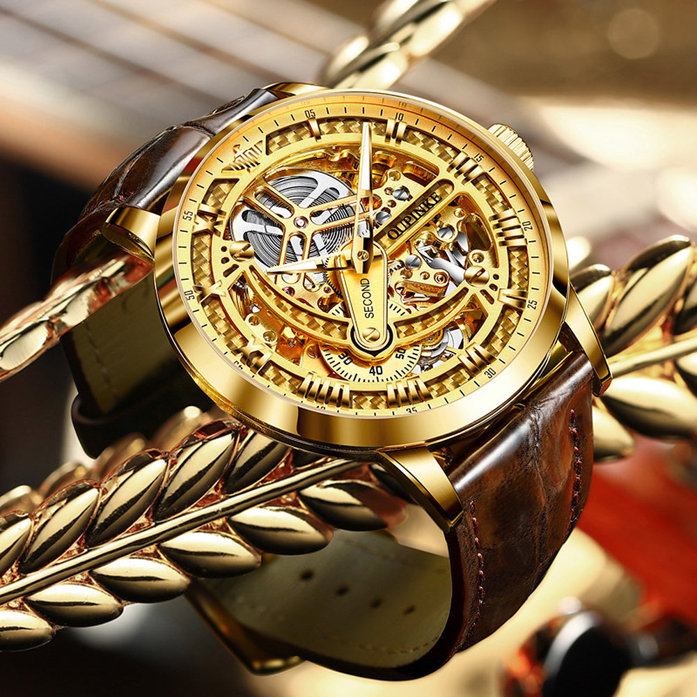Lefimar OUPINKE Hollow Spirits mechanical men's watch - gold 