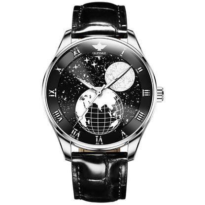 Lefimar - OUPINKE - mechanical men's watch - leather strap - black dial