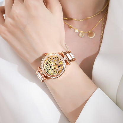 Lefimar - OUPINKE - mechanical women's gold watch - ceramic steel strap