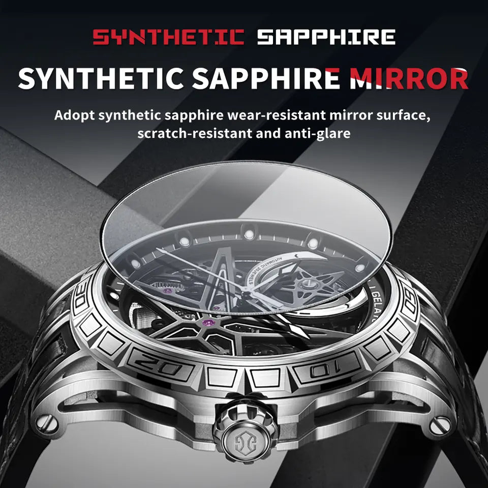 Nova men's mechanical watch - synthetic sapphire mirror