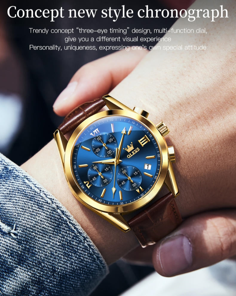 Trailblazer men's watch - gold - blue