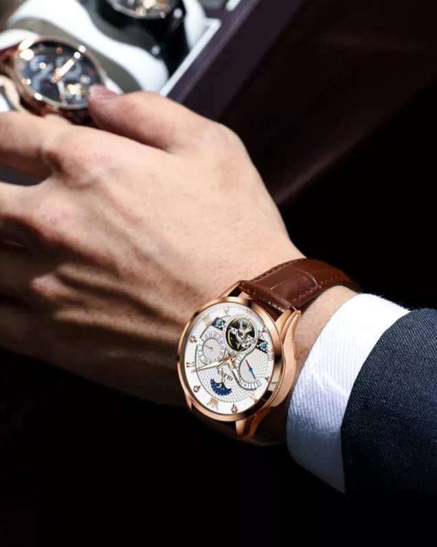 Phantom Space chronograph mechanical men's watch - white brown