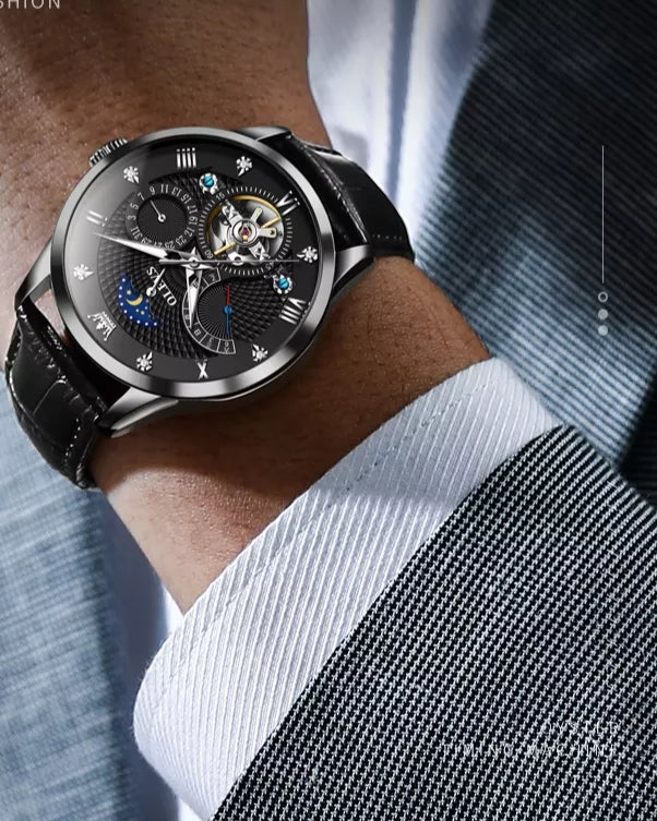 Phantom Space chronograph mechanical men's watch - black silver
