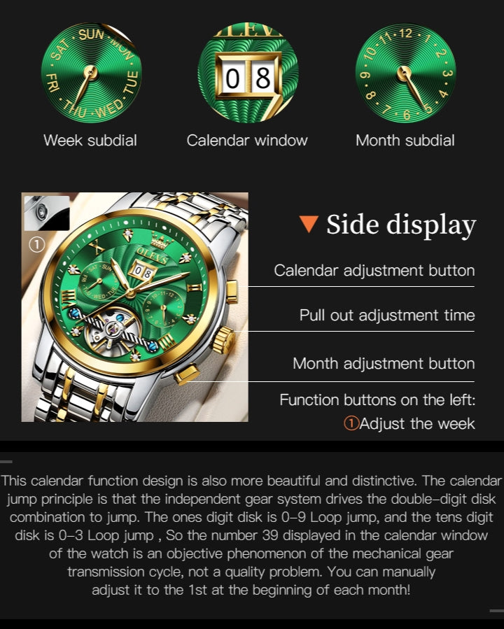 Phantom Vortex chronograph mechanical men's watch - chronograph instructions