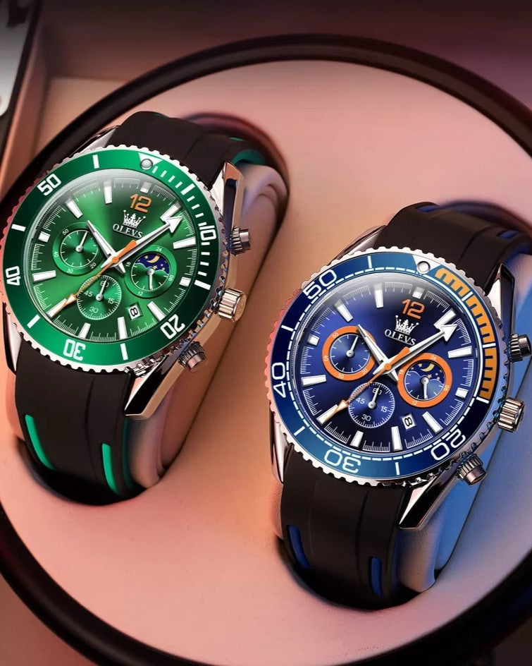 Revolution men's chronograph quartz watch - collection - green and blue