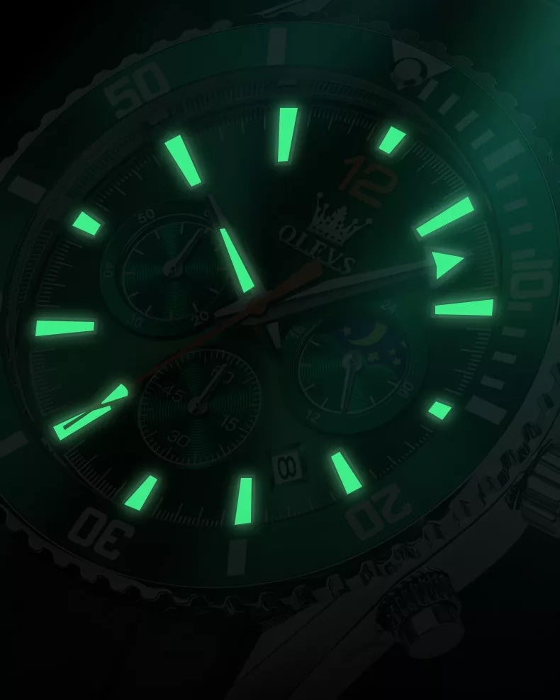 Revolution men's chronograph quartz watch - luminous hands and hour markers