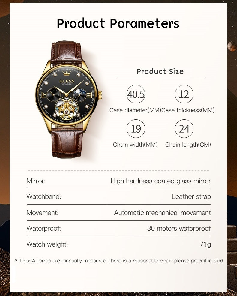 Supreme men's chronograph mechanical watch - properties