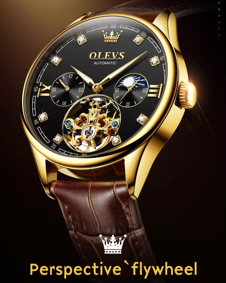 Supreme men's chronograph mechanical watch - black