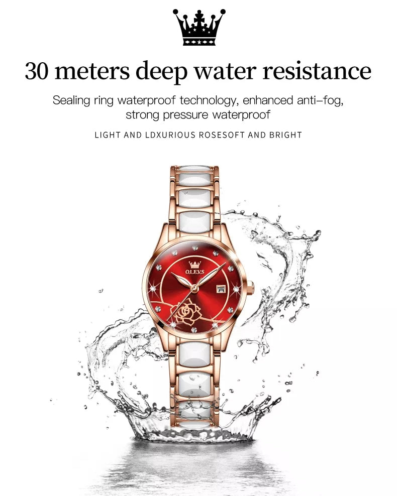 Rose women's quartz watch - waterproof and water resistant resistance