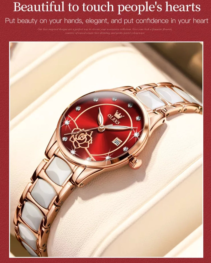 Rose women's quartz watch - red