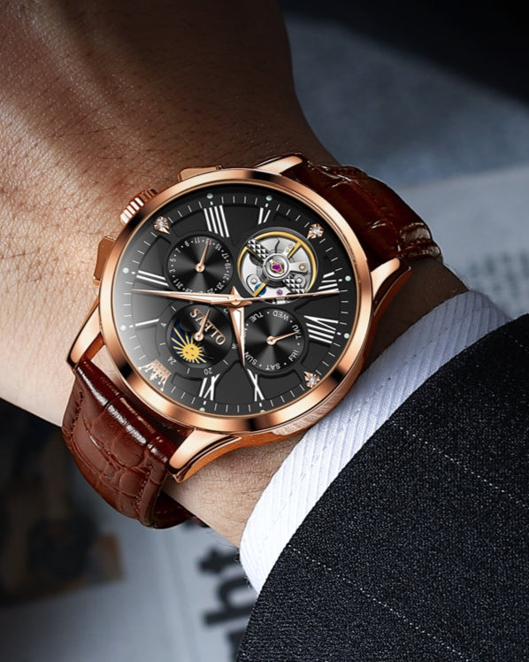 Phantom Retro men's chronograph mechanical watch - black