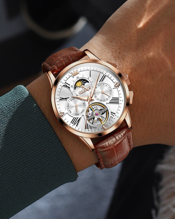 Phantom Retro men's chronograph mechanical watch - white