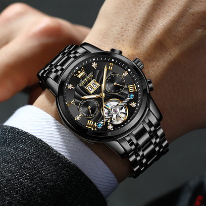 Phantom Vortex chronograph mechanical men's watch - black