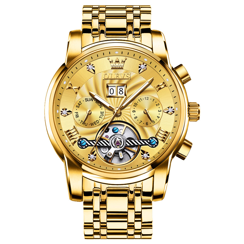 Phantom Vortex chronograph mechanical men's watch - gold