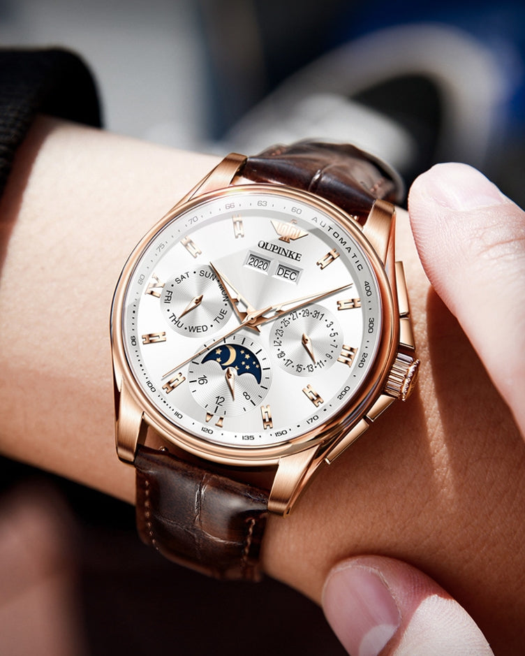 Plam chronograph mechanical men's watch - white