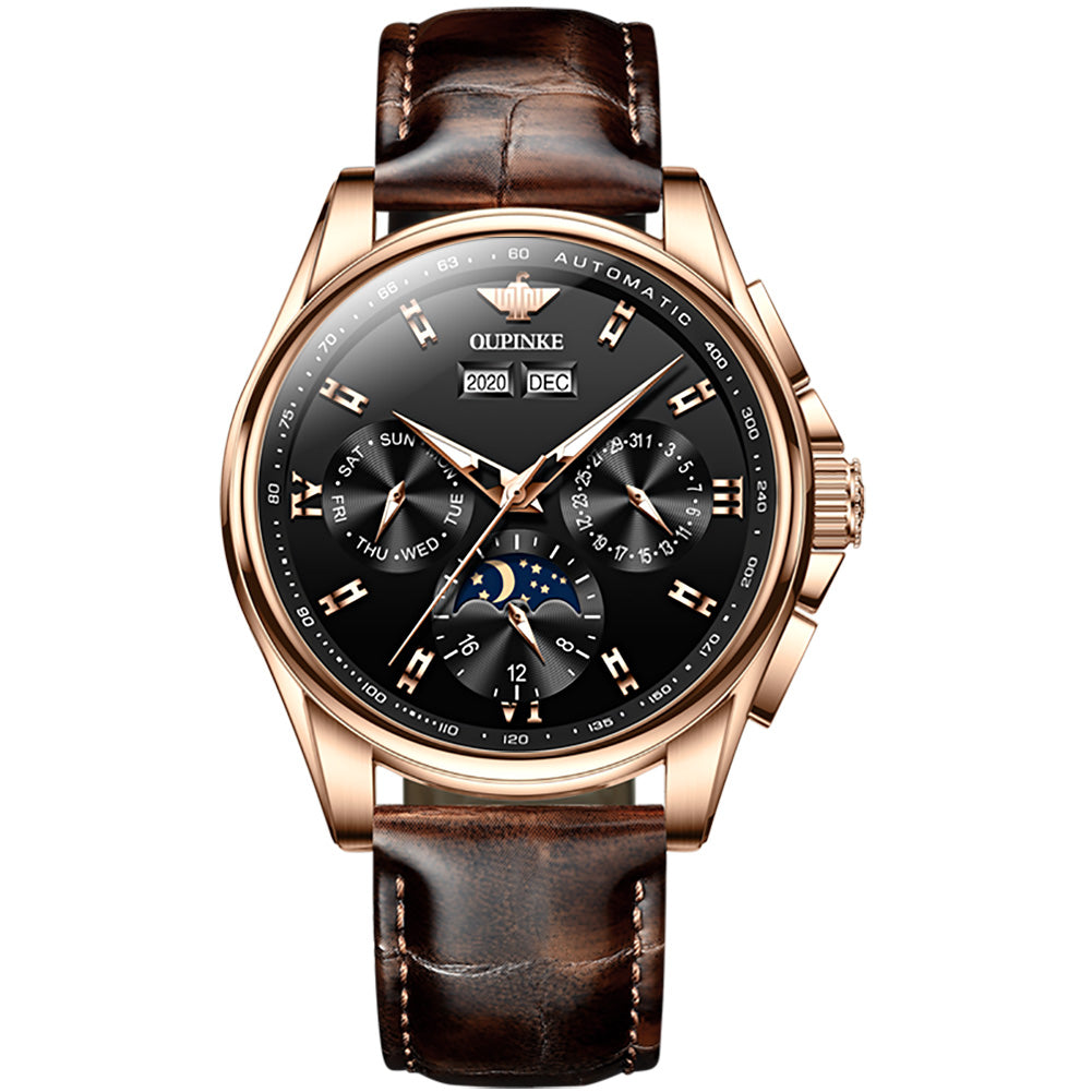 Plam chronograph mechanical men's watch - black