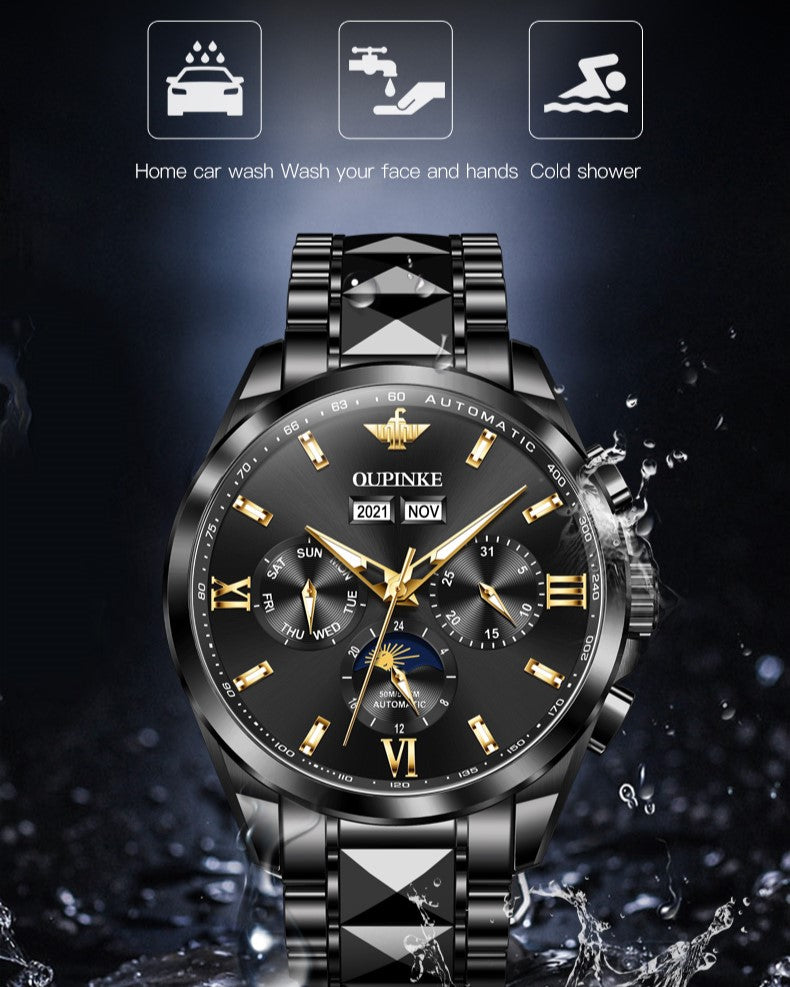 Plamsty chronograph mechanical men's watch - waterproof