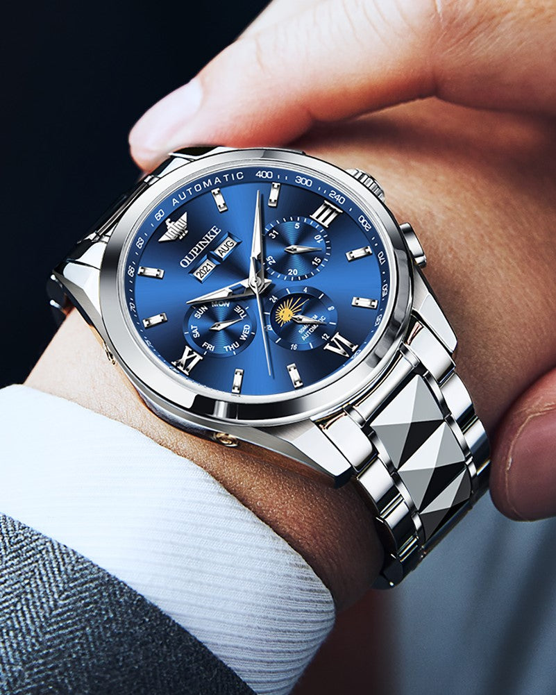 Plamsty chronograph mechanical men's watch - blue