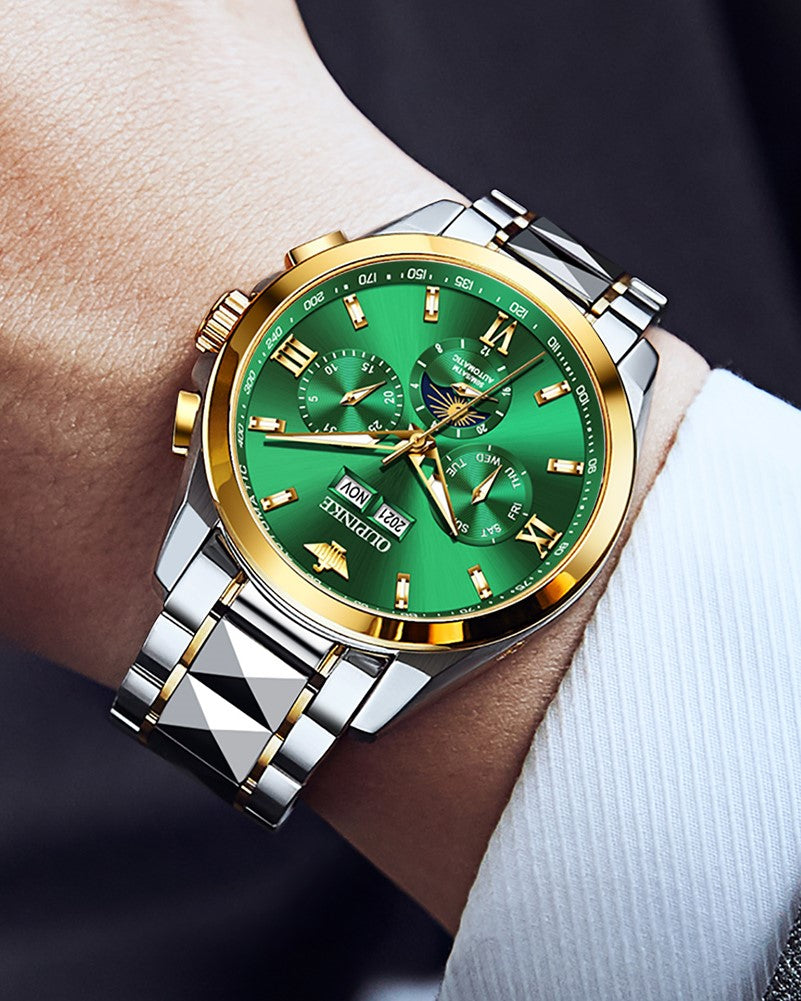 Plamsty chronograph mechanical men's watch - green