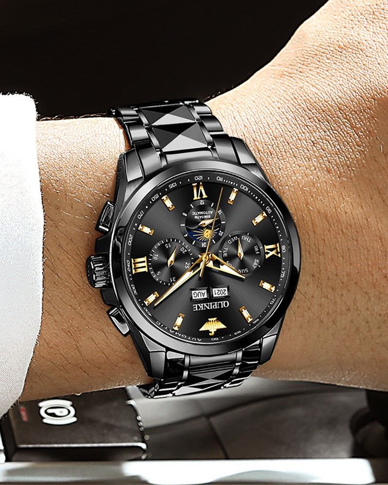 Plamsty chronograph mechanical men's watch - black