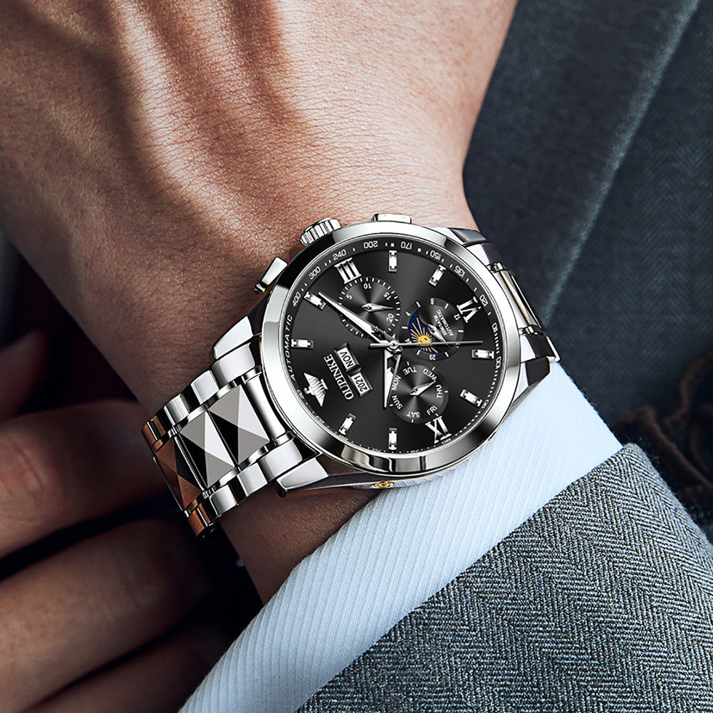 Plamsty chronograph mechanical men's watch - black