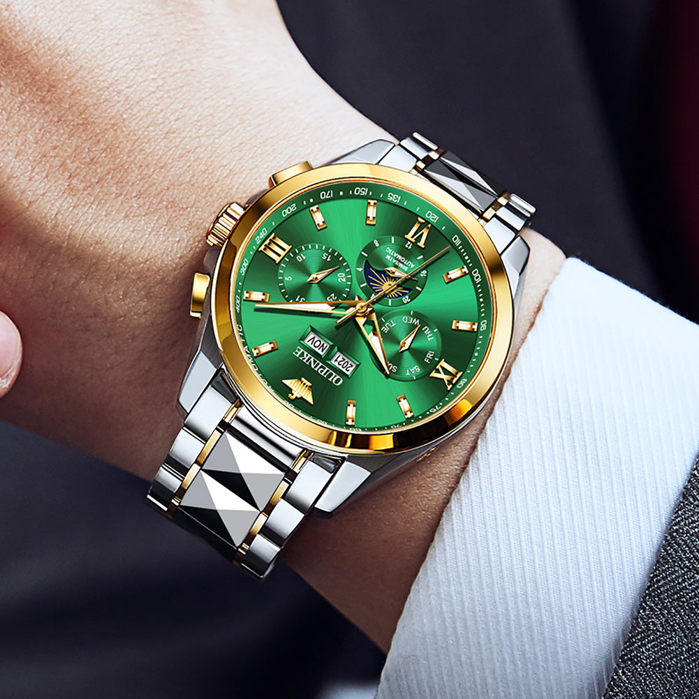 Plamsty chronograph mechanical men's watch - green