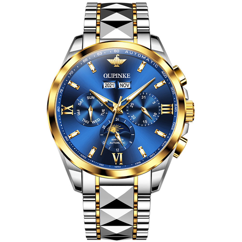 Plamsty chronograph mechanical men's watch - blue