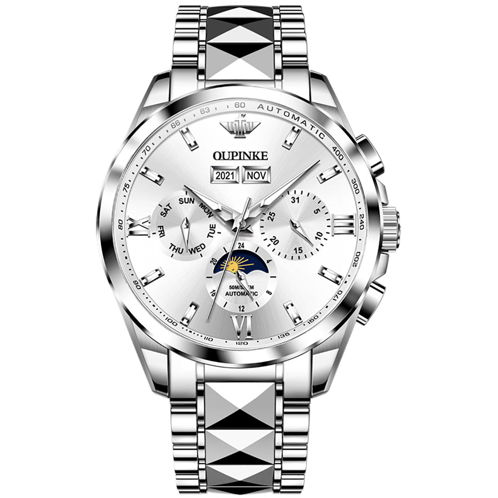 Plamsty chronograph mechanical men's watch - white