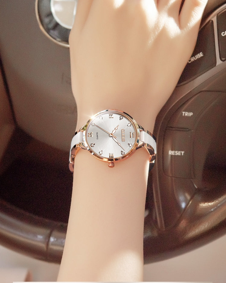 Royal Checkers women's quartz watch - white