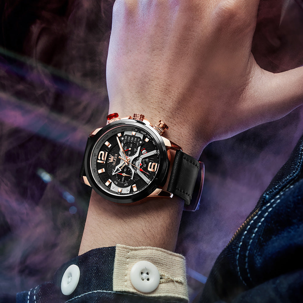 Spec men's chronograph quartz watch - black