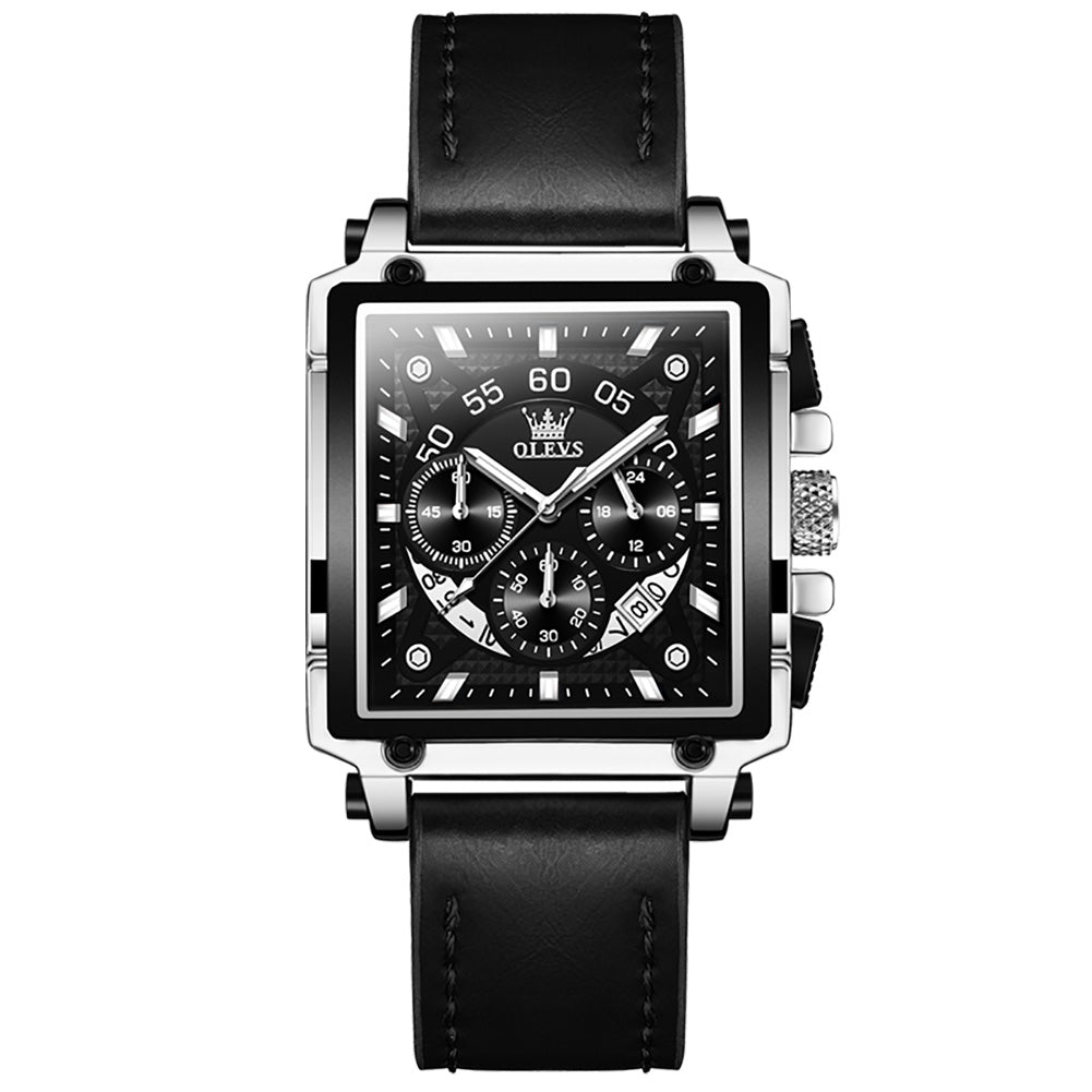 Squares men's chronograph mechanical watch - black and silver