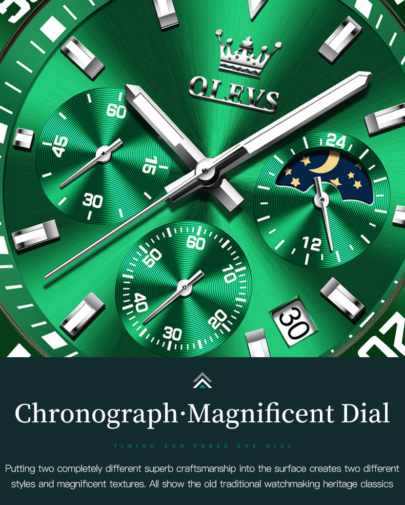 Striker men's chronograph quartz watch - green dial