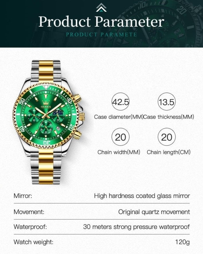 Striker men's chronograph quartz watch - parameters