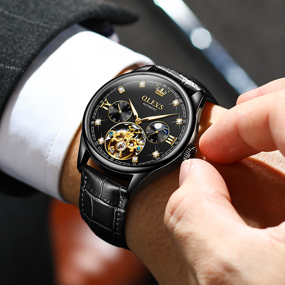 Supreme men's chronograph mechanical watch - all black