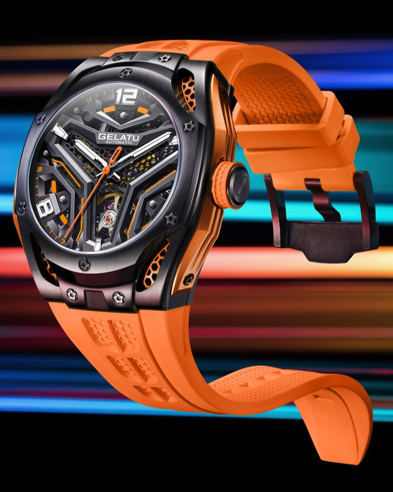 Titan men's mechanical watch - orange