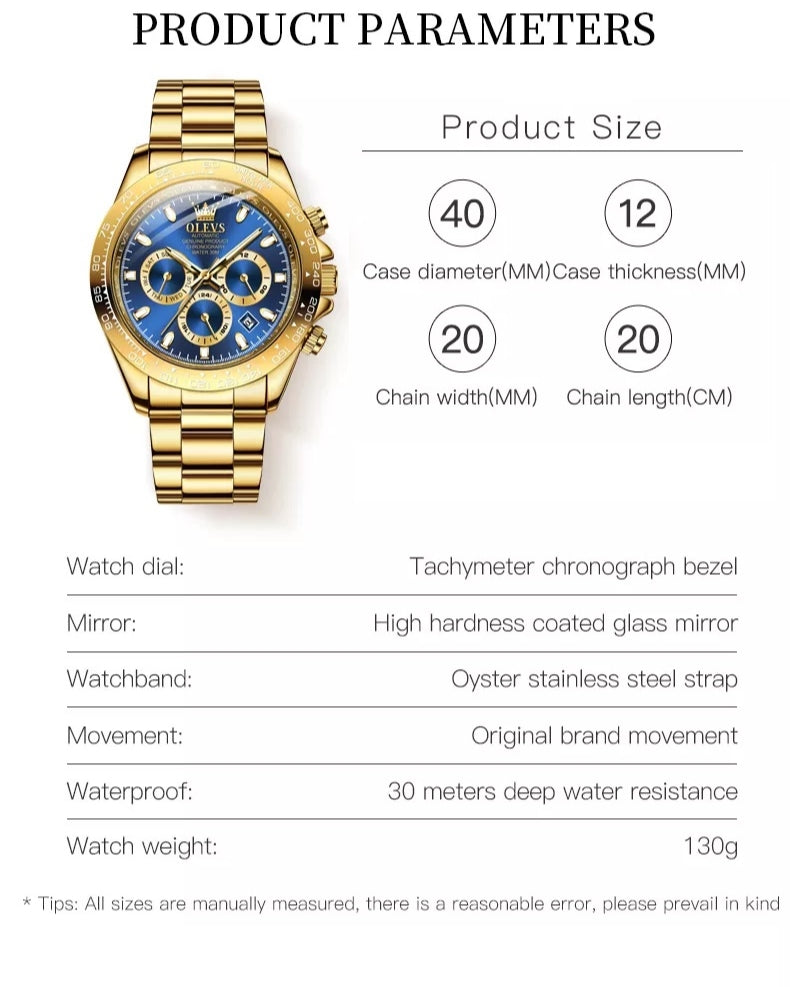 Vault men's chronograph mechanical watch - properties