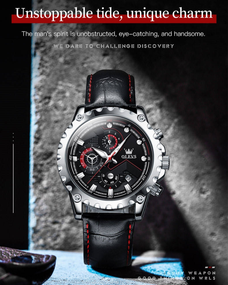 Voyager men's chronograph quartz watch - black and silver