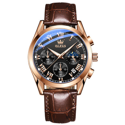 Chronos men's chronograph quartz watch - black and bronze