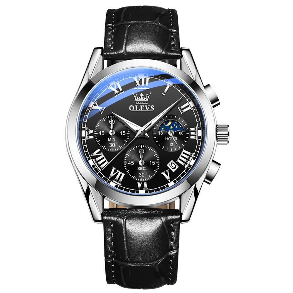 Chronos men's chronograph quartz watch - black and silver